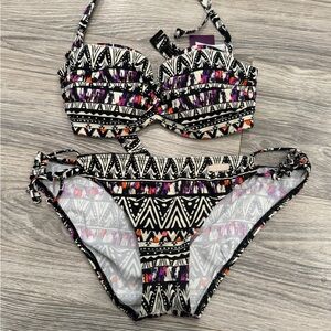 Lascana Tribal Print Black and White Bikini